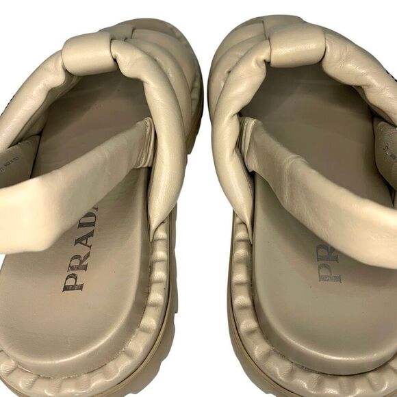 Prada Blow Padded Leather Puffy Slingback Sport Sandal EU 39.5 US 9.5 Leather - Picture 7 of 12
